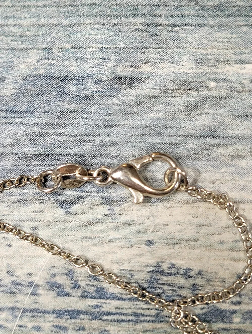 Silver Chain Necklace with Multicolor Three Glass Ring Pendants.
